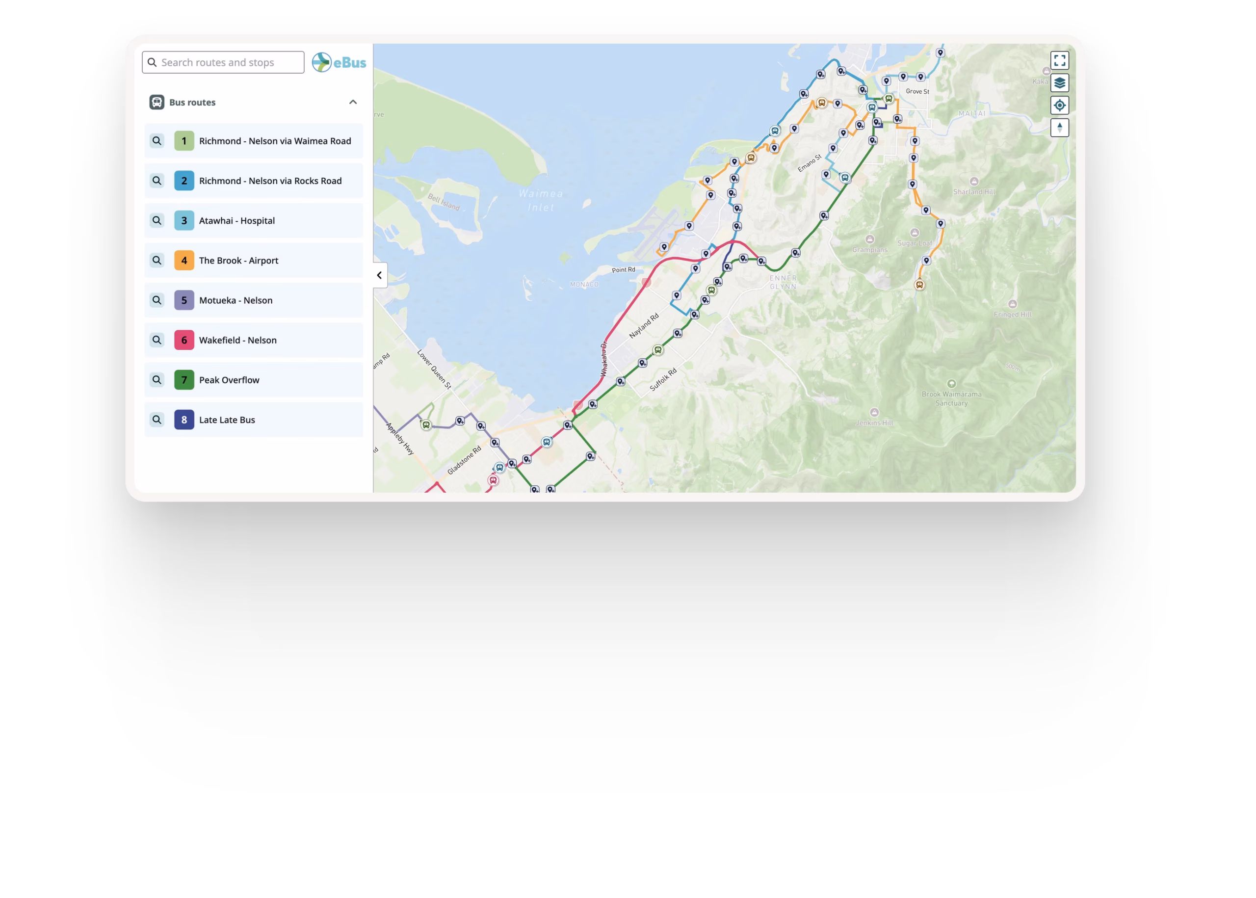Ride Guide network map on desktop